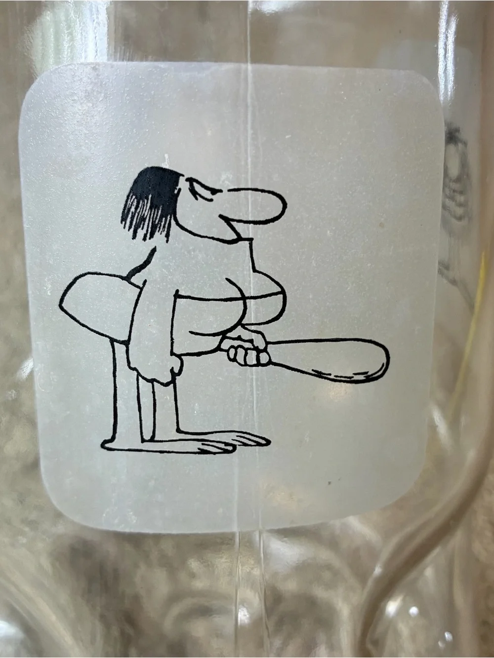 B C Comics Johnny Hart Grog 64 OZ Pitcher Dimpled Bottom Clear Glass 1970s